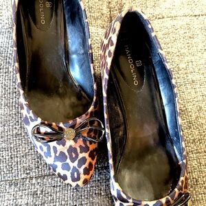 Bandolino Leopard Print Espadrilles with Black Bow